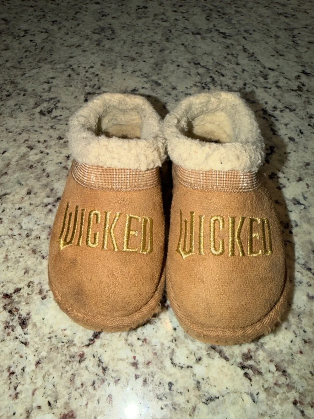 Wicked Brown Slip-On Moccasin Slippers with Cream Sherpa Trim